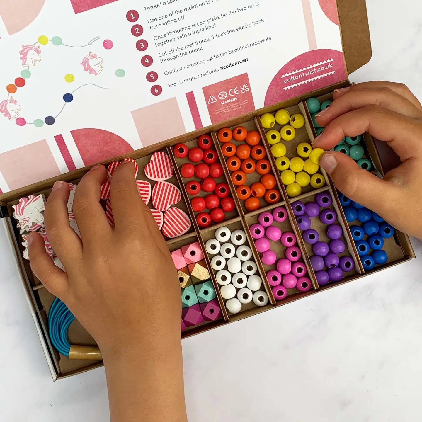 Enhjørning og hjerter - stort perlesett