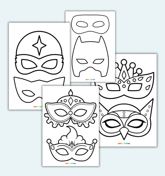 Karnevalmasker til fargelegging (digital)