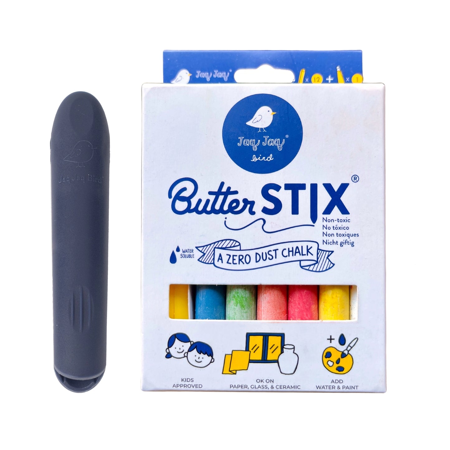 ButterstiX Støvfrie kritt - 12 klassiske farger inkl krittholder