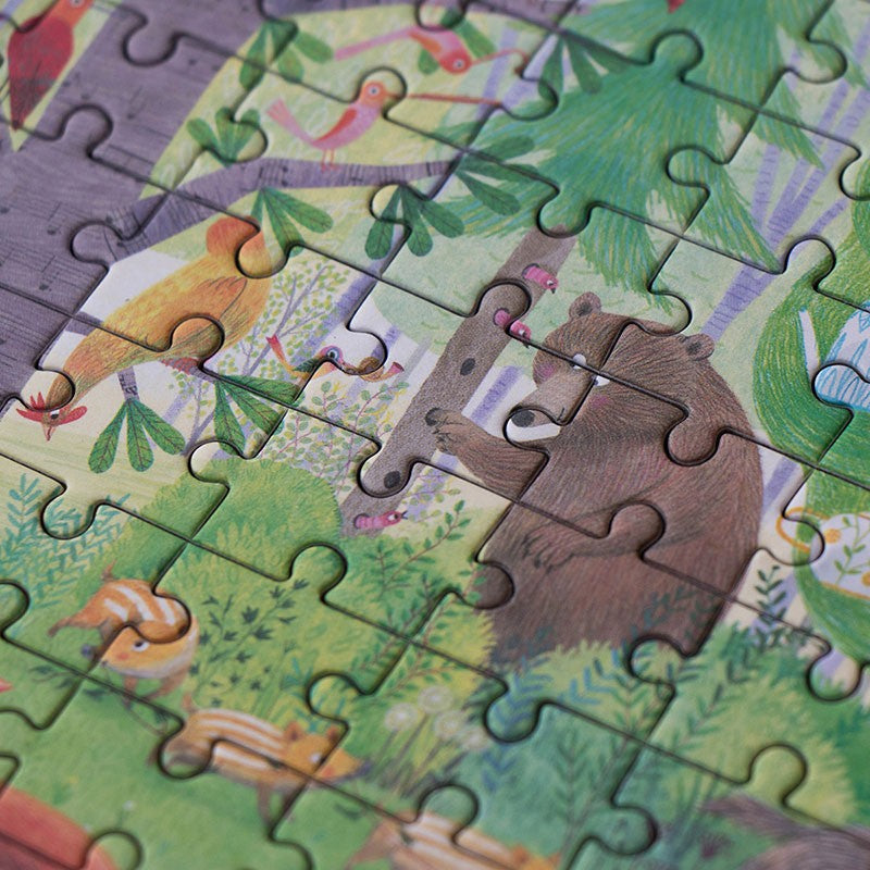 Dag og natt i skogen - Tosidig Pocket Puslespill 6+