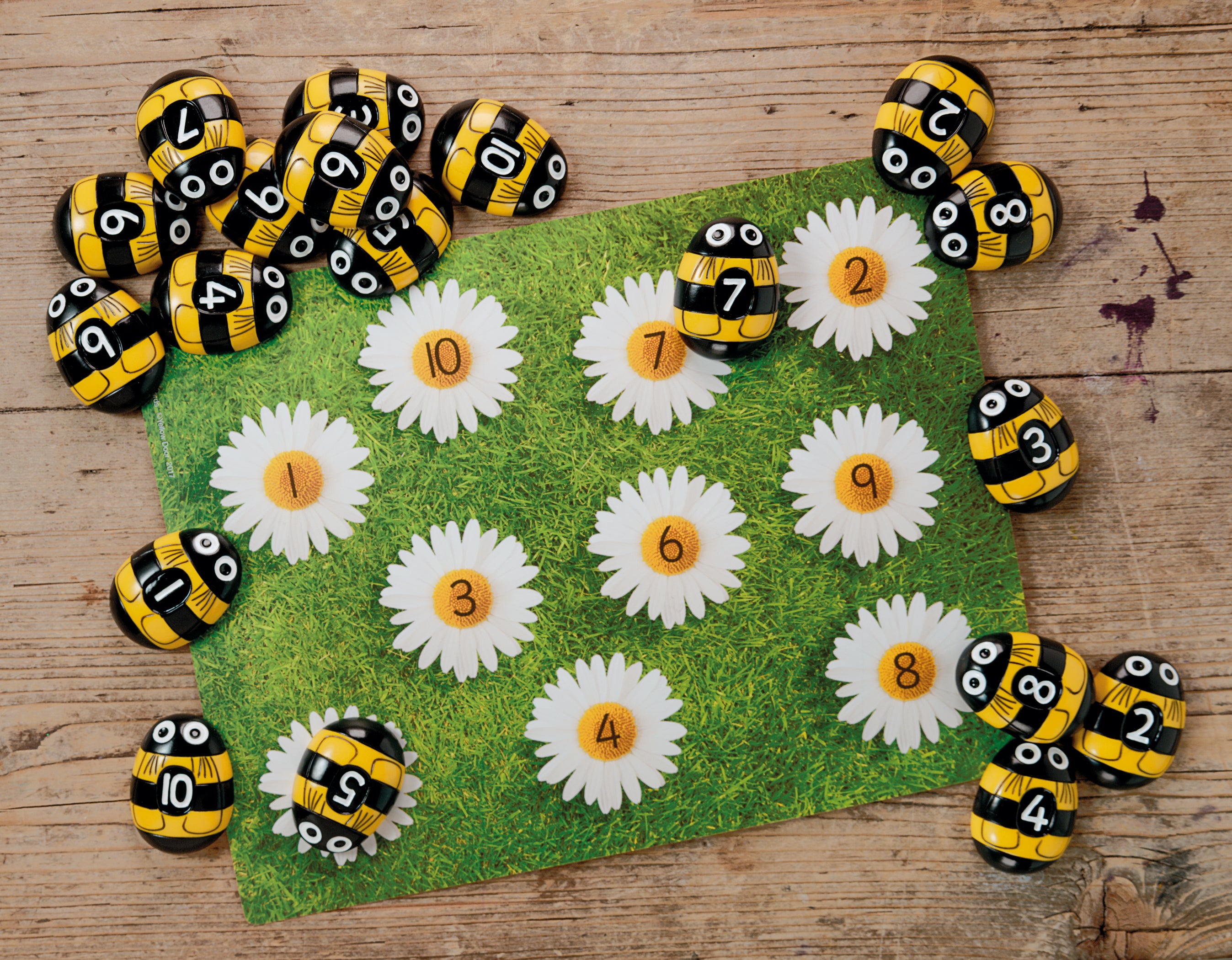 Aktivitetskort til bie tellesteiener (16 vaskbare kort A4)