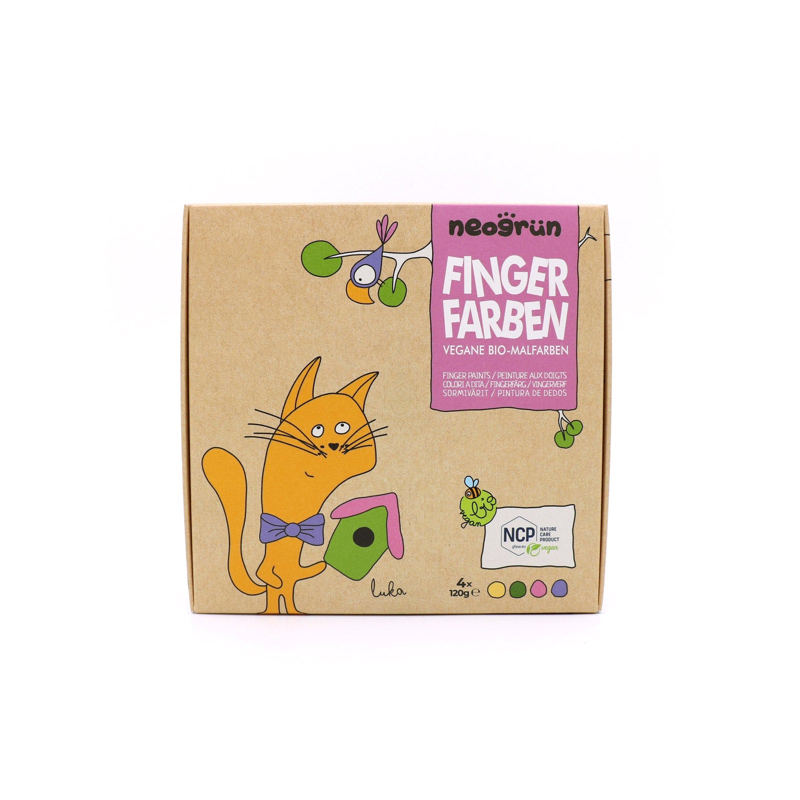 «Luka» økologisk fingermaling - sett med 4 farger