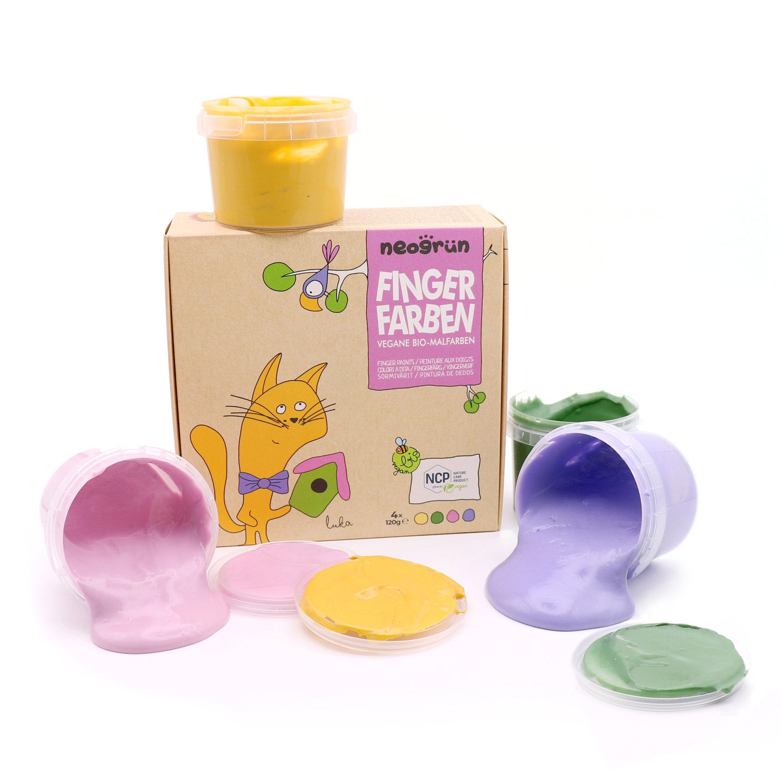 «Luka» økologisk fingermaling - sett med 4 farger