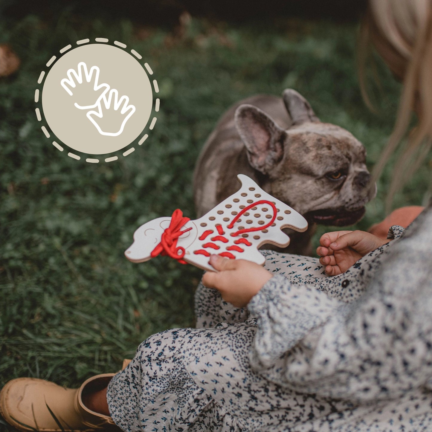 Montessori snøreleke - hunden Charlie