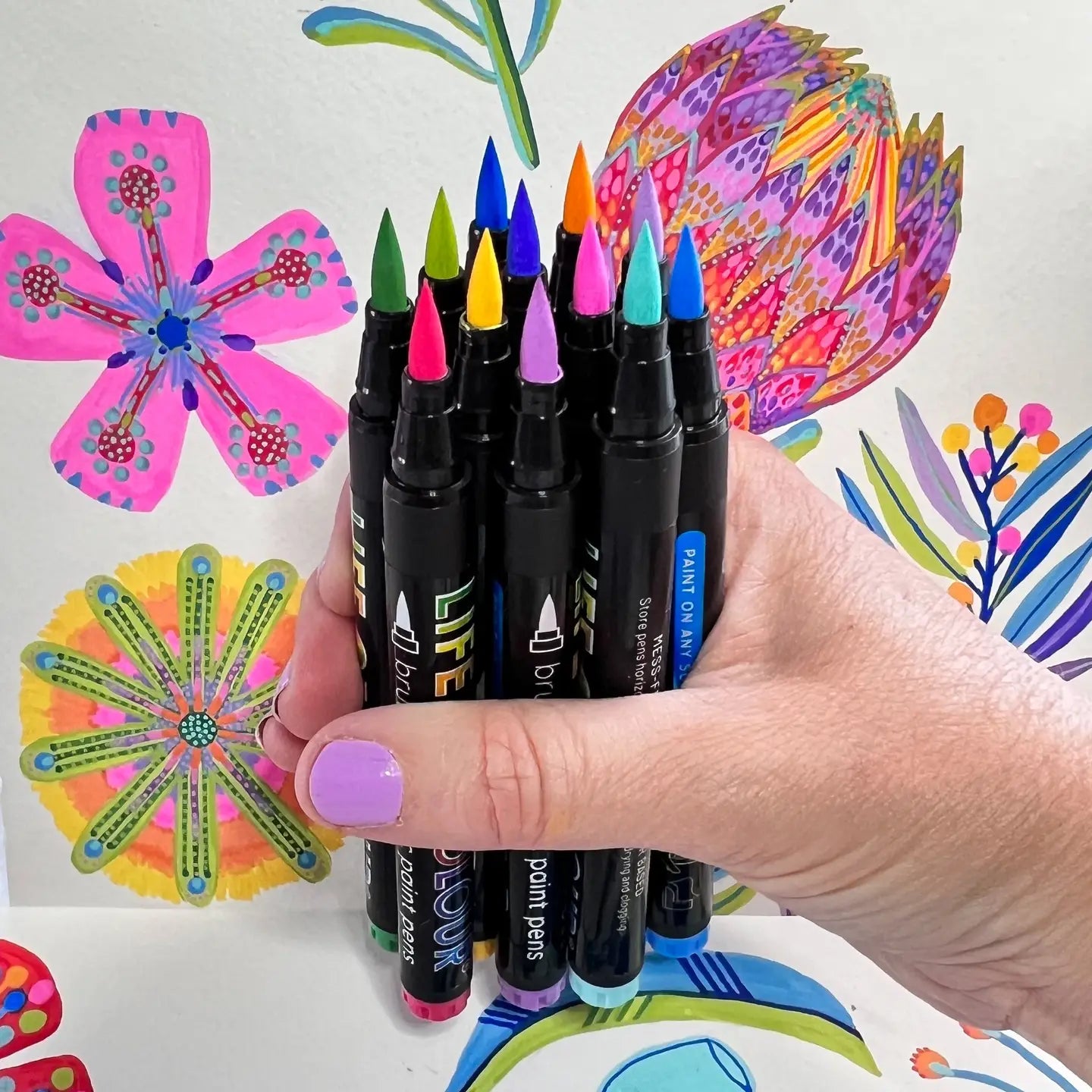 Vannbaserte giftfri akryltusjer - villblomster