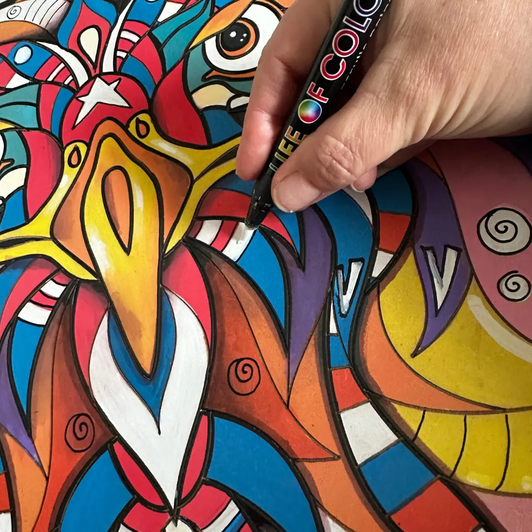 Vannbasert giftfri akryltusj - enkeltvis svart/hvit