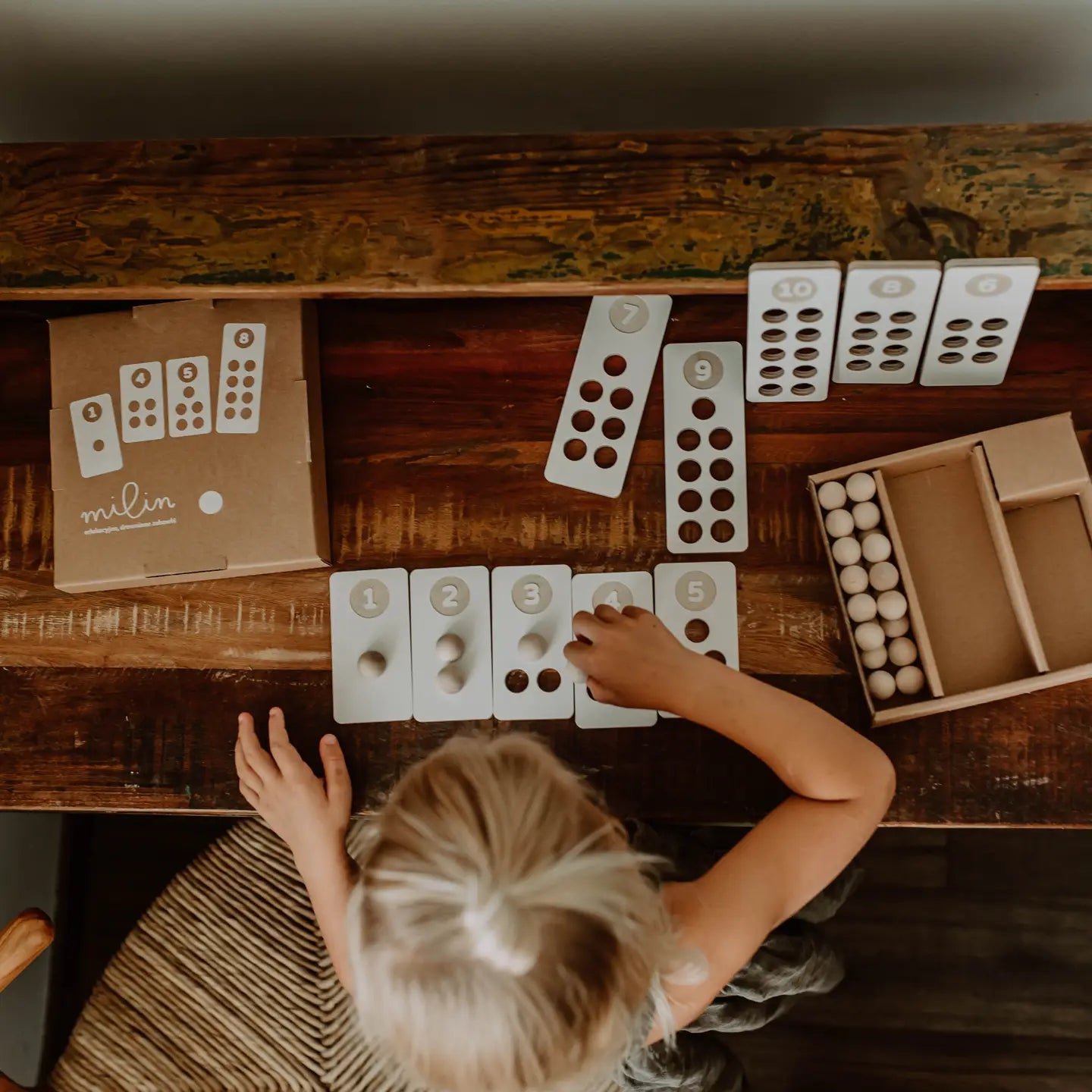 Tall - tallkort i tre 1 - 10 + trekuler