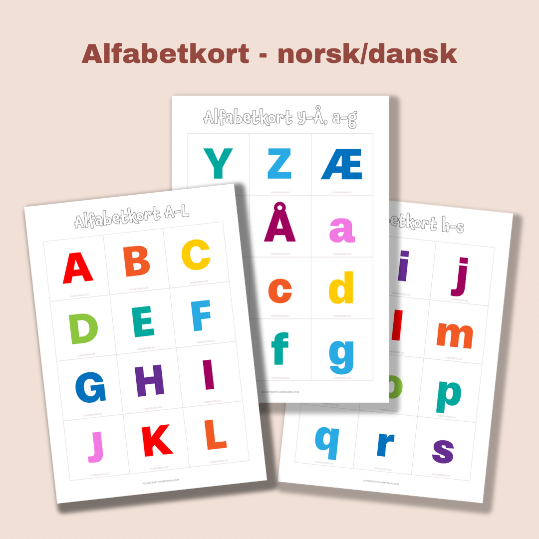 Alfabetkort A-Å, a-å (digitalt)