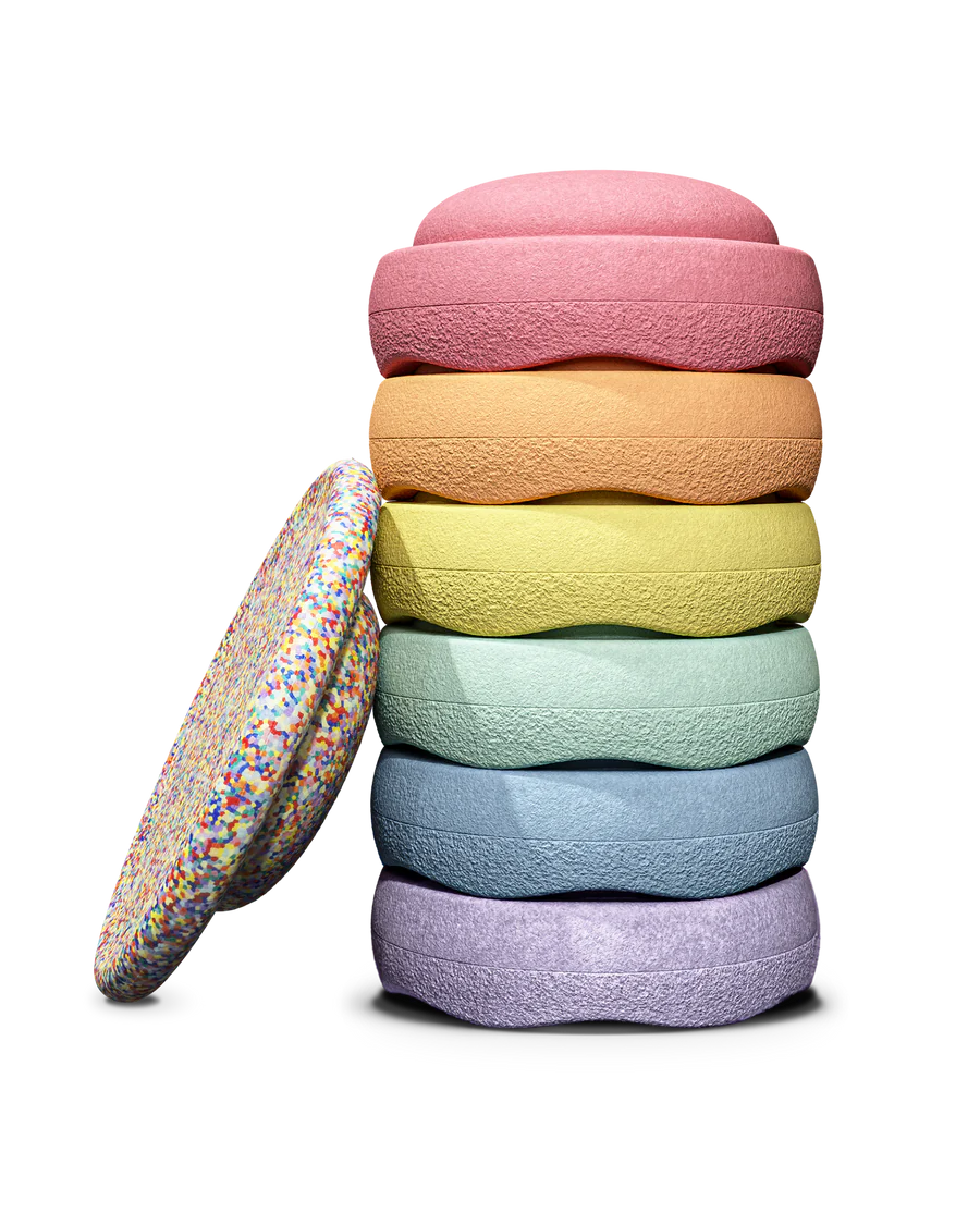 Forhåndsbestilling: Stapelstein® Regnbuesett 6pk + balansebrett - velg farge