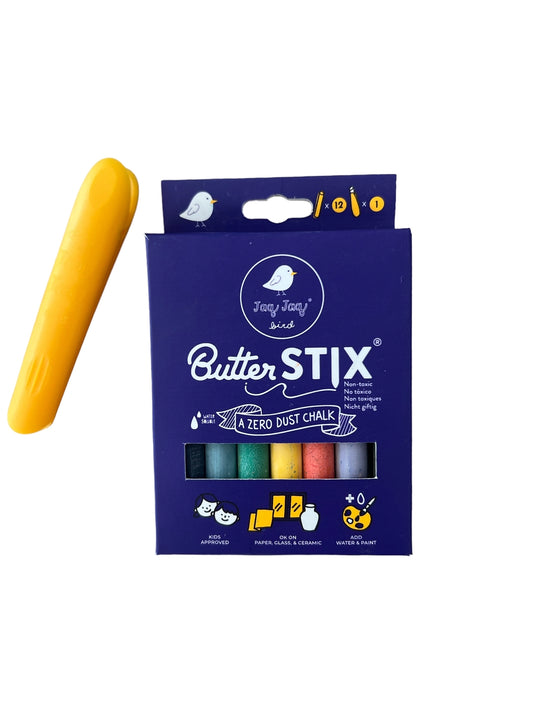 ButterStix Støvfrie kritt - 12 pastellfarger inkl krittholder