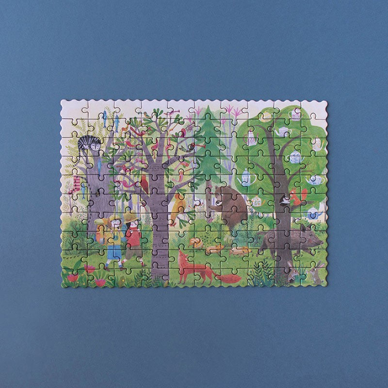 Dag og natt i skogen (mini-utgave) puslespill - tosidig 100 brikker
