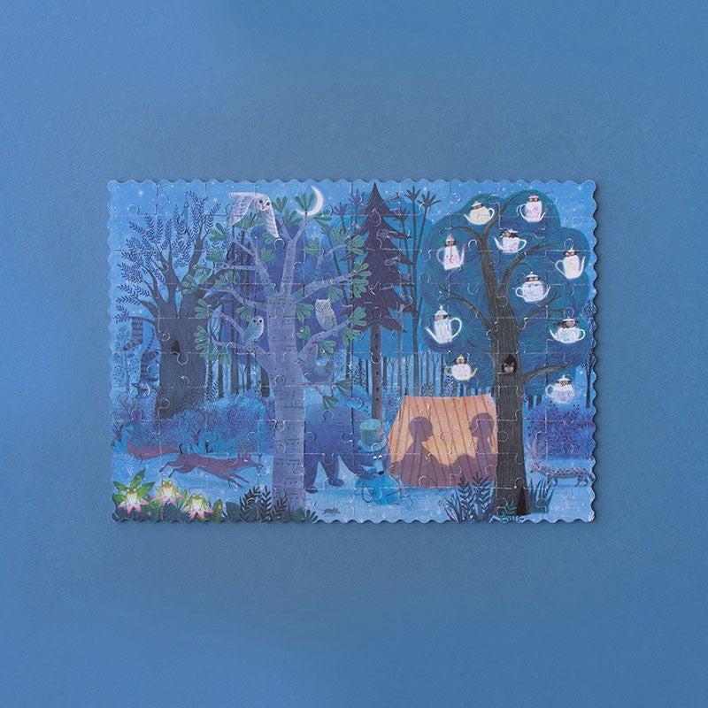 Dag og natt i skogen (mini-utgave) puslespill - tosidig 100 brikker