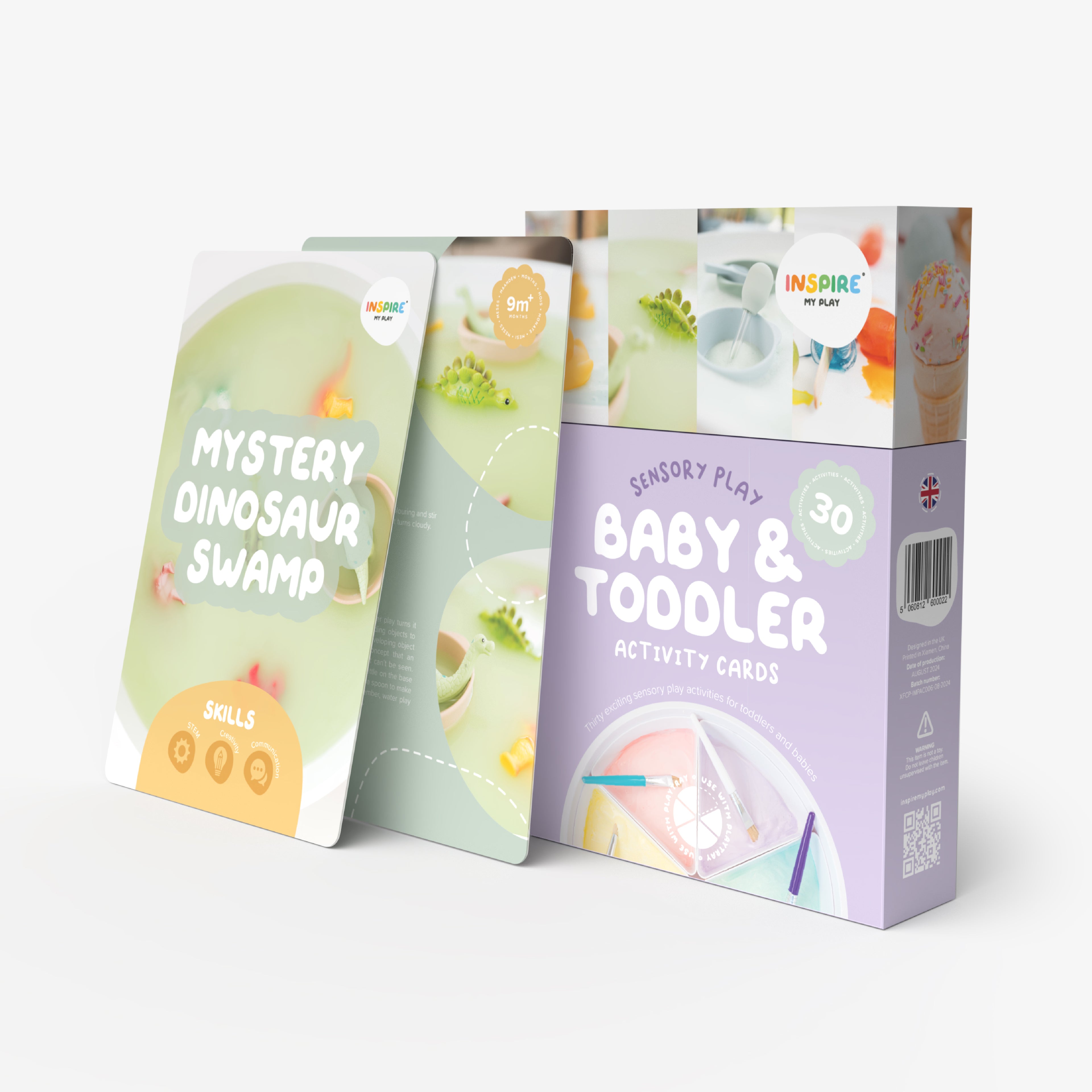 BABY aktivitetskort med oppskrifter til sanselek (engelsk)