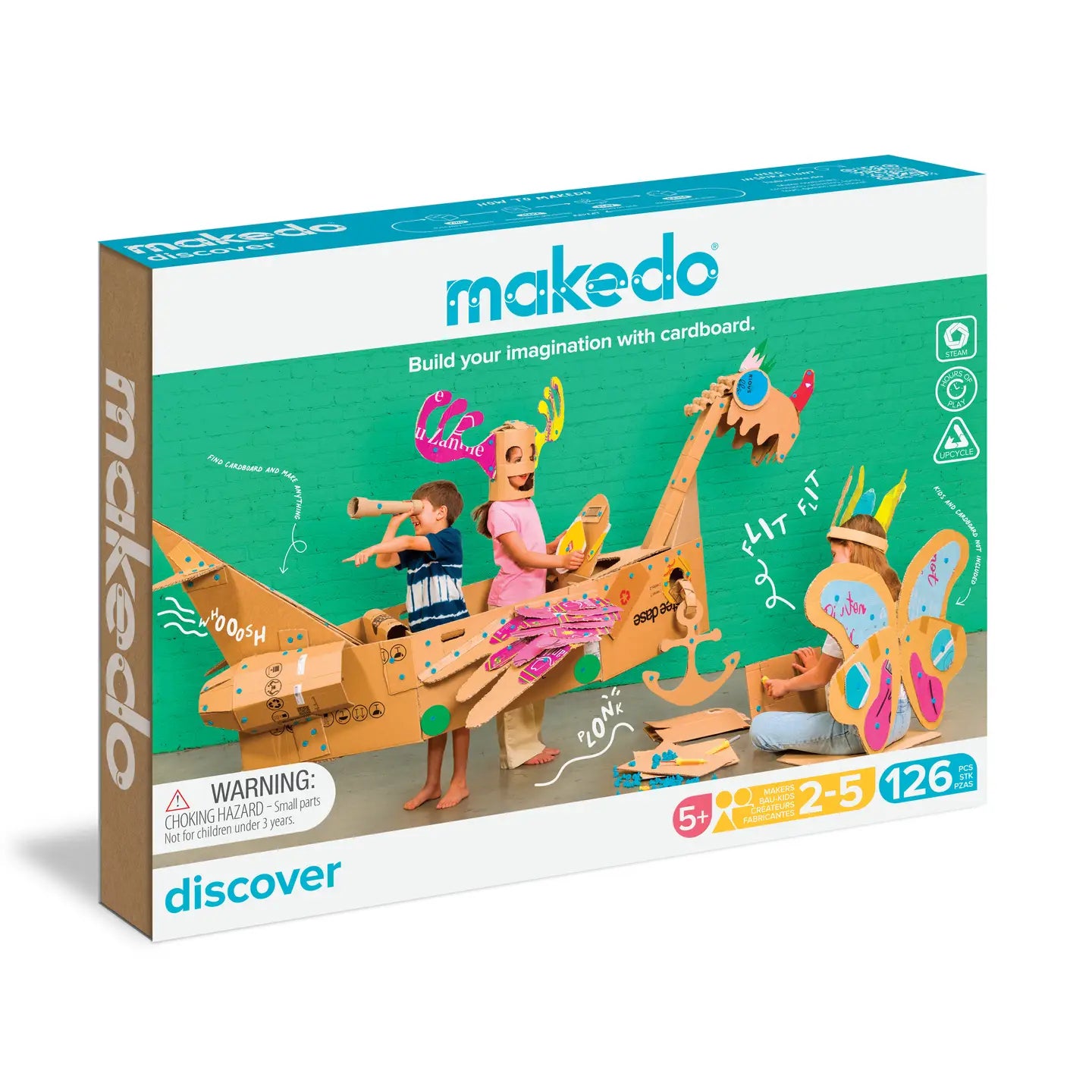 Makedo pappkonstruksjonssett DISCOVER 126 deler