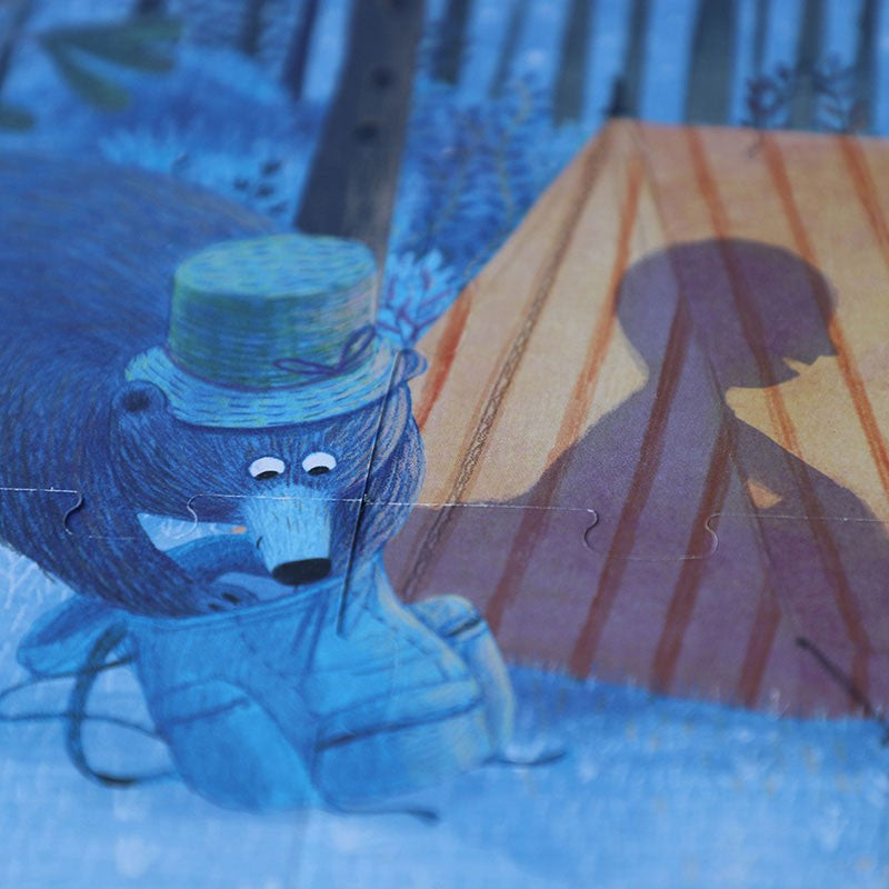 Night & Day in the forest - tosidig puslespill 5-8år