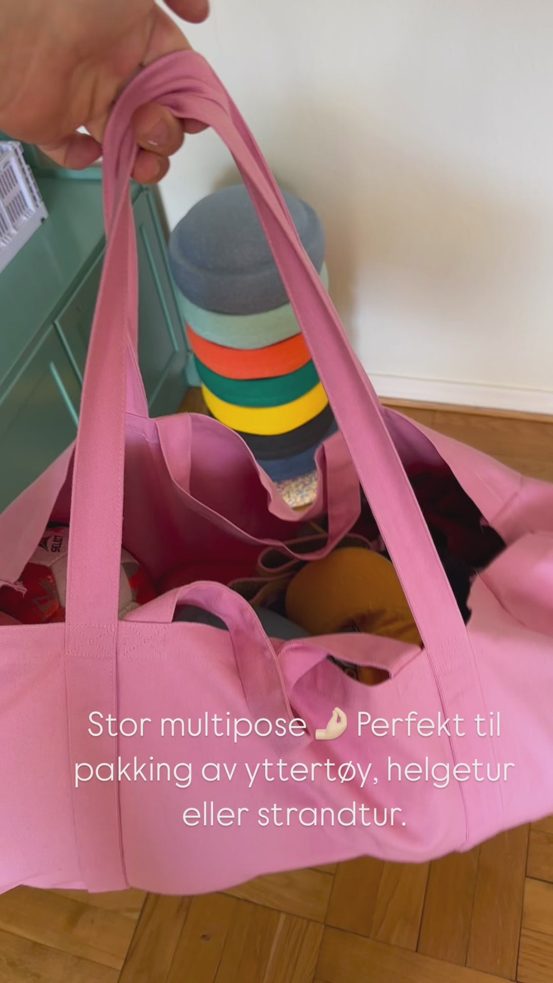Stor multipose i økologisk bomull - velg farge